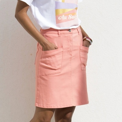 Rozšírená sukňa s vreckami broskyňová