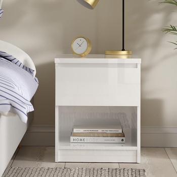 Нощно шкафче Naia с 1 чекмедже Бял гланц