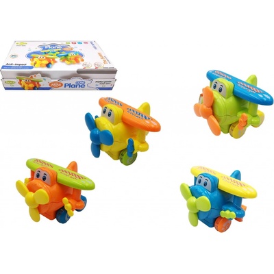 Teddies Lietadlo plast 10cm na zotrvačník 4 farby 8ks v boxe