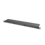 Lanberg Пач панел, Lanberg patch panel 24 port 0.5U CAT. 6 shielded, black (PPS6-0024-B) - smartx