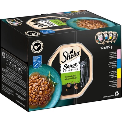 Sheba variácie Sauce Lover (losos, tuniak, kuracie, kačacie) 12 x 85 g