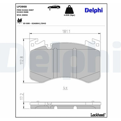 Sada brzdových platničiek kotúčovej brzdy DELPHI LP3900