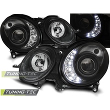 PŘEDNÍ SVĚTLA MERCEDES W211, E-CLASE, 2006-2009, LED DAYLIGHT, ČERNÉ BLACK