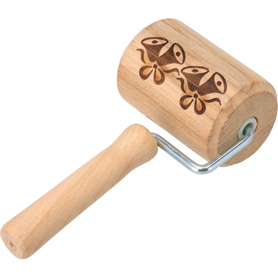 ČistéDřevo Embosovaný jednoruční váleček na těsto zvonečky