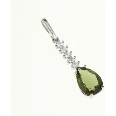 My Moldavite Stříbrný přívěsek s vltavínem a zirkony P412Z