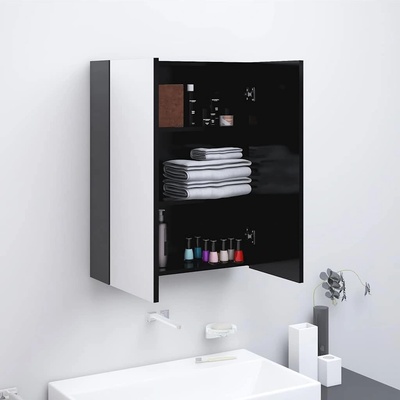 vidaXL Шкаф с огледало за баня, 60x15x75 см, МДФ, антрацит (331529)