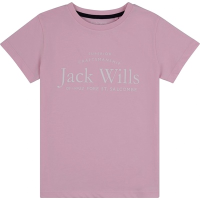 Jack Wills Детска тениска Jack Wills Kids Girls Forstal Script Logo T-Shirt - Pink Lady