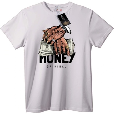 NOONEBRAND Тениска 'Мафиотски Ръце с Пари' - 4XL, White