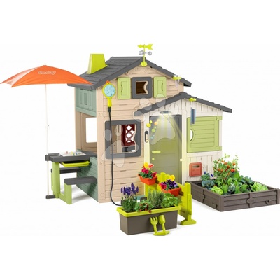 Smoby Domeček Přátel se zahrádkou pod slunečníkem Friends House Evo Playhouse – Hledejceny.cz