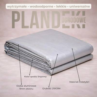 Springros krycí plachta s oky 3 x 5 m extra silná 210g PE stříbrná PROTECT GA2146-XG