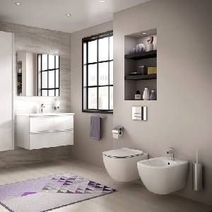 Ideal Standard Комплект тоалетна чиния Ideal Standard Tesi AquaBlade с капак с плавно затваряне и биде за окачване на стена (T007901+T457001+T352701)