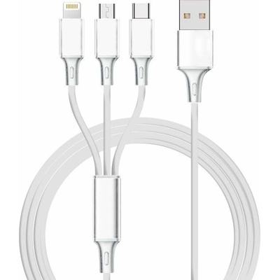 Mobilnet KAB-0224-3V1-SIVYX) 3v1 Micro USB/Lightning/USB-C/USB, 1,2m, sivý