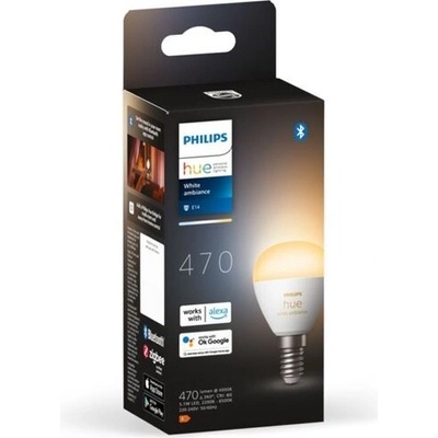 Philips HUE 8719514491106 Hue White žiarovka LED E14 5,1W, 470lm, 2200-6500K, stmievateľná