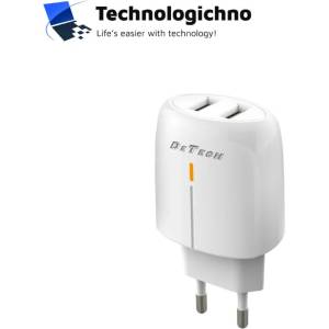 DeTech Зарядно DeTech DE-32 18W 2xUSB A QC White (40324)