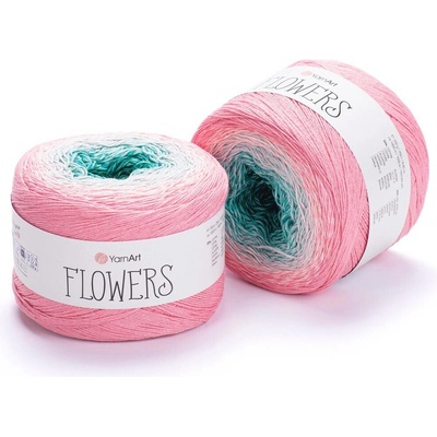 Yarn Art příze Flowers 292 zelená, tyrkys, růžová