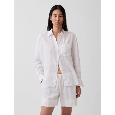 GAP Lněná oversize košile Bílá