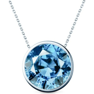 Savicki Náhrdelník biele zlato, modrý laboratórny diamant TJ-N02-BR-050-LABBLUE-B