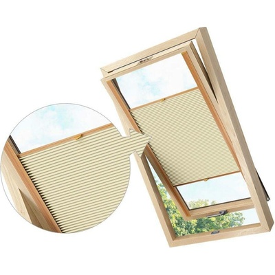 Zebra-shop Zatemňovací Plissé Pro Střešní Okno Krémová PM02 Velux F08 borovice