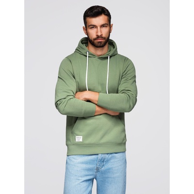 Ombre Clothing Мъжки суитшърт BASIC с качулка и джоб - зелен V3 B1674 Ombre Clothing Ombre Clothing | Zelen | МЪЖЕ | S