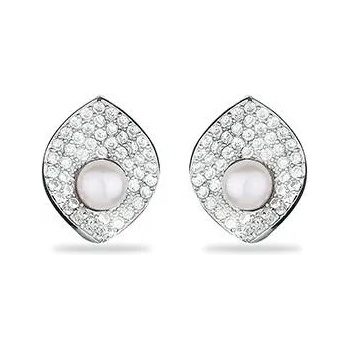 Image 1 of Swan Сребърни обици с естествена перла и циркон RT083EW Swan