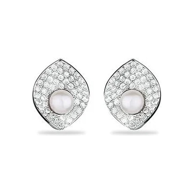 Swan Сребърни обици с естествена перла и циркон RT083EW Swan