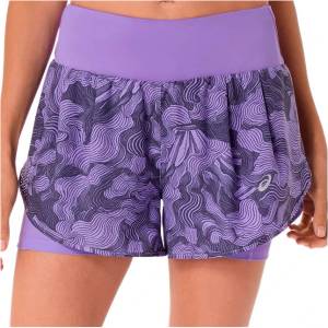 ASICS Дамски шорти за бягане Asics Women's Road All Over Print 2-N-1 3.5'' Short Running shorts - Amethyst (112-3973-0112)