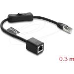 Delock Кабел Delock RJ45, контакт с капачка, с превключвател, Cat. 6 F/UTP, 0, 3 м, черен