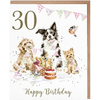 Narozeninové přání Wrendale Designs "30 Birthday Pawty" - Pejsci