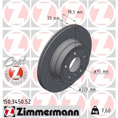 Brzdový kotúč ZIMMERMANN 150.3450.52 (150345052)