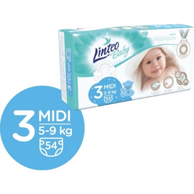 LINTEO Baby Prémium MIDI 5-9 kg 54 ks