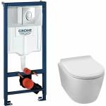 GROHE Комплект за окачена тоалетна чиния Balneo Luxa без ринг, капак с плавно затваряне, казанче Grohe Rapid SL и хромиран клапан Grohe Skate Air (G0101010101-1+38721001)