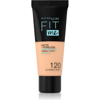 Maybelline new york Fit Me! Matte+Poreless матиращ фон дьо тен за нормална към мазна кожа цвят 120 Classic Ivory 30ml