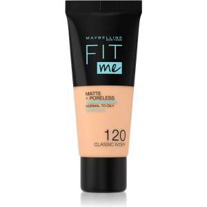 Maybelline new york Fit Me! Matte+Poreless матиращ фон дьо тен за нормална към мазна кожа цвят 120 Classic Ivory 30ml