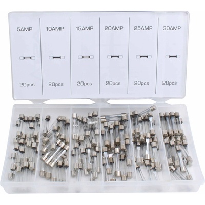 ASTA A-TC519 Autopojistky skleněné trubičkové, 5 - 30 A, pro autoveterány, sada 120 ks