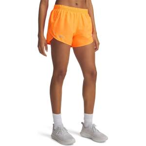 Under Armour Дамски къси панталони Under Armour Womens Fly-By Performance Gym Shorts - Tangerine/Refl
