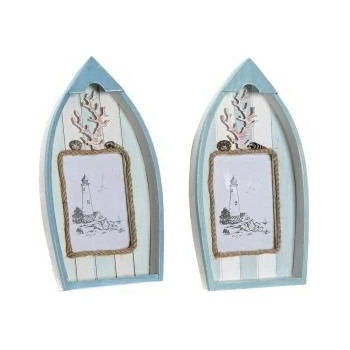 DKD Home Decor Рамка за снимки DKD Home Decor 8424001731435 Barco Син Бял Дървен MDF Средиземноморско (2 броя)