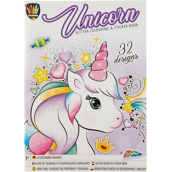 Moxy Книжка за оцветяване Еднорог, със стикери, 32 дизайна (5525122180)