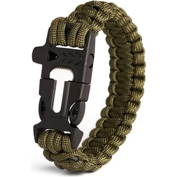 Image 1 of WARAGOD Bazin паракорд гривна със свирка и пастел, зелена (WAR003601)