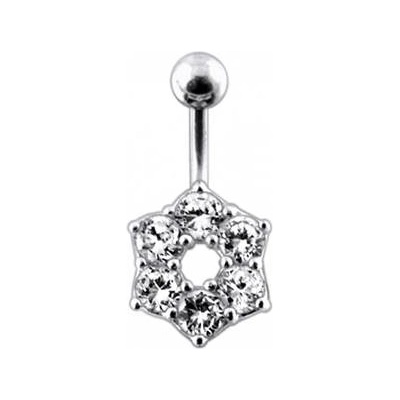 Šperky4U stříbrný piercing do pupíku kytička BP01016-C