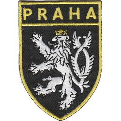 Nášivka s českým levom Praha 5,5x7,8 cm - čierna-žltá