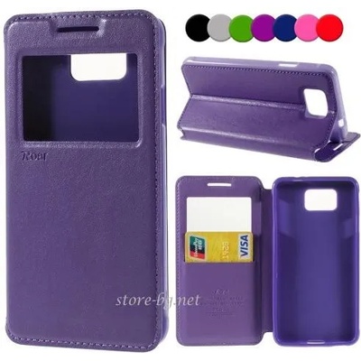 Samsung Galaxy Alpha Window Wallet Кожен Калъф и Протектор