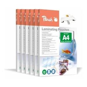 Peach laminating pouches A4-80 mic - 600 pouches - premium quality for best laminating results - compatible with devices from all brand manufacturers - glossy - PP580-60A