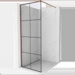 Mexen Kioto преграда за душ Walk-in 80 x 200 см, черна решетка 8 мм, розово злато (800-080-101-60-77)