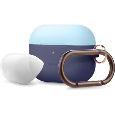 elago Калъф за слушалки Elago Duo Hang Silicone EAPPDH-JIN-PBLLU, за Apple AirPods Pro, силиконов, син-светлосин (EAPPDH-JIN-PBLLU)