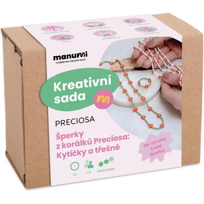 Manumi Manumi Kreativní sada na výrobu šperků z korálků Preciosa kytičky a třešně