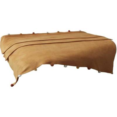 Mijolnir Fleecový pléd v horčicovej farbe Pom Pom 150x200