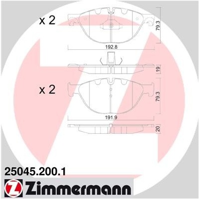 ZIMMERMANN Sada brzdových platničiek kotúčovej brzdy 250452001