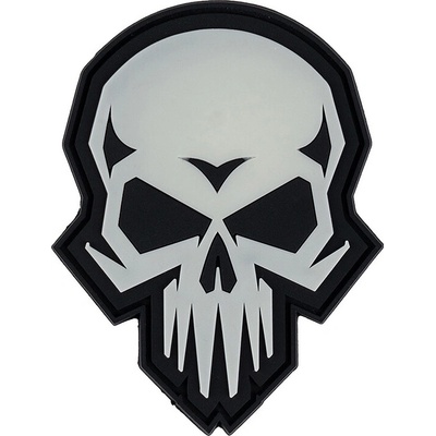 Gumová nášivka 101 Inc Psycho Skull Glow - svietiací