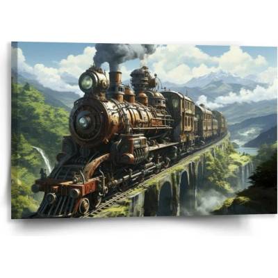 Sablio Obraz Parní lokomotiva na viaduktu - 120x80 cm