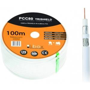 Libox PCC80 Коаксиален кабел RG-6/U, 100m, бял (PCC80)
